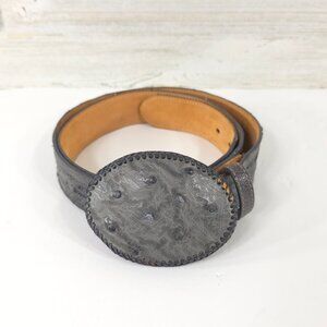 VINTAGE TONY LAMA OSTRICH GRAY GENUINE LEATHER BELT MEN'S SIZE 40 MADE IN USA...
